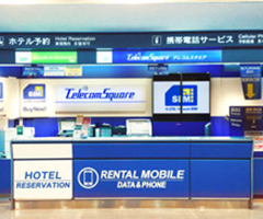 telecomsquareの成田空港のカウンター